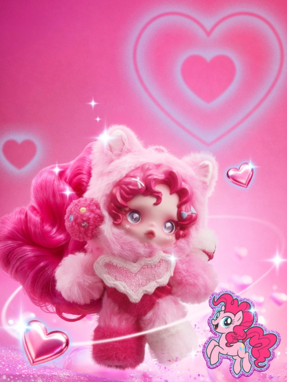 SKULLPANDA x My Little Pony Series Plush Doll Pendant - Pinkie Pie